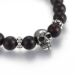 Pulseras de cuentas trenzadas de sándalo natural ajustable&nbsp;BJEW-JB03978