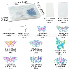 Kits para hacer joyas con pendientes colgantes y adornos de metal grabados en acero inoxidable 201 con forma de mariposa&nbsp;DIY-FS0007-47