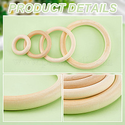 8 Stück 4 Stile unbehandelte Holzringe&nbsp;WOOD-GA0001-69