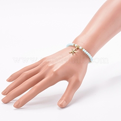 Vergoldete 304 Edelstahl Stretch-Charm-Armbänder&nbsp;BJEW-JB06096-04