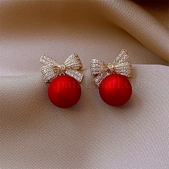 Orecchini pendenti con fiocco in lega di cristallo e strass&nbsp;FS-WG0E442-01