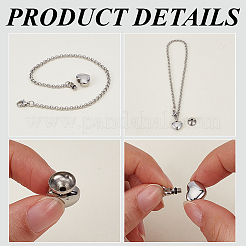 2 bracciale con ciondolo a forma di cuore in acciaio inossidabile antiossidante&nbsp;BJEW-CN0001-23P