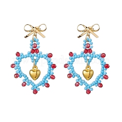Orecchini pendenti con perline di vetro&nbsp;EJEW-MZ00396-04