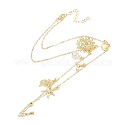 Boho Sommer Strand Stil 18K vergoldet Muschelform Initial Anhänger Halsketten&nbsp;IL8059-22