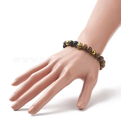Stretch-Armbandsets aus natürlichen Wengeholz- und Lavasteinperlen mit synthetischen Hämatitperlen&nbsp;BJEW-JB09213