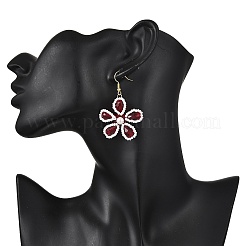 Fiore di vetro orecchini pendenti&nbsp;EJEW-TA00715