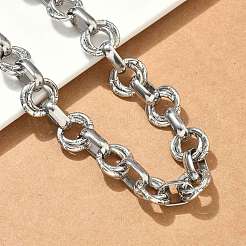 Strukturierte Doppelring-Gliederketten aus 304 Edelstahl&nbsp;NJEW-S453-02P-C