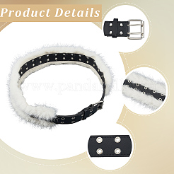 Ceintures à chaîne en similicuir noir et fausse fourrure pour femmes&nbsp;AJEW-WH20006-388A-01
