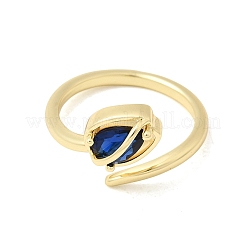 Anelli aperti con polsino in ottone micro pavé di zirconi cubici per donna&nbsp;RJEW-L343-01G