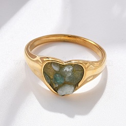 Anelli da dito con acquamarina naturale a forma di cuore&nbsp;RJEW-D303-01G-02