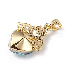 Véritable 18k plaqué or placage en laiton micro pave clair pendentifs en zircone cubique&nbsp;KK-C015-30G-07