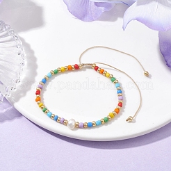 Geflochtene Perlenarmbänder aus Glasperlen im Regenbogenstil für Frauen&nbsp;BJEW-JB10064