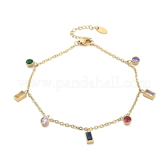 Ionenplattierung (IP) 304 Edelstahl bunte Zirkonia Charm Fußkettchen für Frauen&nbsp;STAS-P379-01G