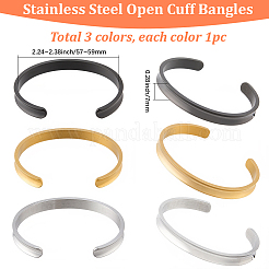 3 bracciale aperto in acciaio inossidabile di 3 colori&nbsp;BJEW-SC0001-82