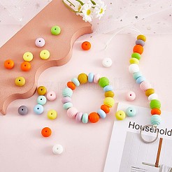 100 Stück Silikonperlen 14 mm Silikon-Abakusperlen Gummiperlen großes Loch farbige lose Abstandsperlen für DIY-Halskette&nbsp;JX323A