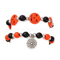 2 Stück Stretch-Armbänder aus Glas- und synthetischen Türkisperlen&nbsp;BJEW-JB12483-03
