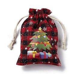 Sacs de jute rectangulaires sur le thème de Noël avec cordon de jute&nbsp;LS-ABAG-E006-01A