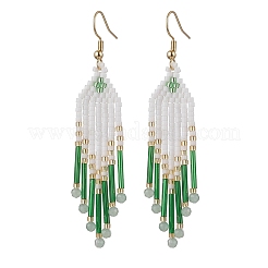 Orecchini pendenti con perline di vetro e nappe in acciaio inossidabile 304&nbsp;EJEW-MZ00432-04