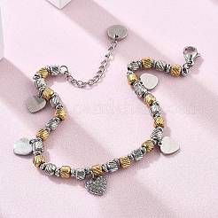 Punk-Stil 304 Edelstahl Säulen Link Charm Armbänder für Frauen&nbsp;BJEW-C089-14GP