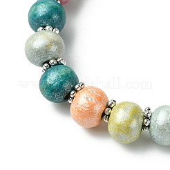 Kindertag Geschenk gefärbte Trommel Holz Perlen Kinder Halsketten & Stretch Armbänder Schmuck Sets&nbsp;SJEW-JS00859