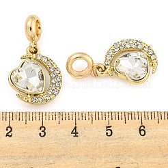 Gestell-Plating-Legierung pflastern Kristall Strass Mond mit Herz europäischen baumelnden Charme&nbsp;FIND-B034-05G