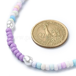 Halskette aus Glasperlen und Kunstperlen aus Kunststoff&nbsp;NJEW-JN04377