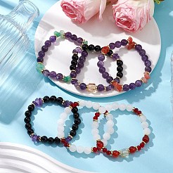 6 Stück Stretch-Armband-Set mit natürlichen Edelsteinen&nbsp;BJEW-JB101000