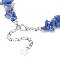 Braccialetti da donna con perline di porcellana stampate a fiori e scaglie di lapislazzuli naturali tinti&nbsp;BJEW-JB12968