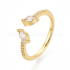 Manschettenringe aus Messing mit Mikropavé-Zirkonia für Damen&nbsp;KK-T071-74G