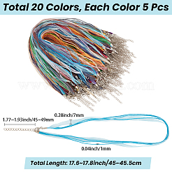 100 pieza de cordón encerado de 20 colores y cinta de organza para hacer collares&nbsp;NCOR-CY0001-01
