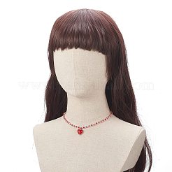 Halskette mit Glasherzanhänger und Perlenketten für Frauen&nbsp;NJEW-TA00060