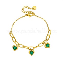 Bracelets à breloques en acier inoxydable 304 et zircone cubique&nbsp;WG996B1-01