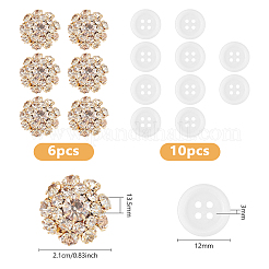 6 Manschettenknöpfe aus Messing und Acryl-Strass&nbsp;BUTT-DC0001-17B