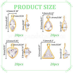 80 pièce 4 styles de breloques en laiton micro pavées en zircone cubique&nbsp;KK-HY0004-45