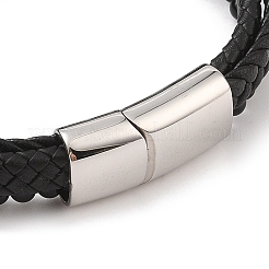 Bracelets multibrins en cuir microfibre tressé&nbsp;BJEW-B096-30B