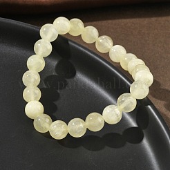 Bracelets extensibles ronds en soie dorée naturelle et perles de jade pour femmes&nbsp;BJEW-F535-01C