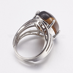 Natürliche Tigerauge breite Bandfingerringe&nbsp;X-RJEW-K224-A18
