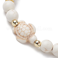 Schildkröten-Stretch-Armbänder aus synthetischem Türkis für Damen&nbsp;BJEW-JB10106-05