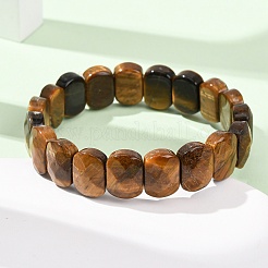 Pulseras elásticas unisex con cuentas de ojo de tigre natural&nbsp;G-K303-01C