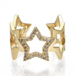 Micro ottone spianare anelli gemelli zirconi&nbsp;RJEW-S044-075-NF