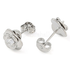 Boucles d'oreilles en laiton plaqué fleur pour femmes&nbsp;EJEW-Z059-09P