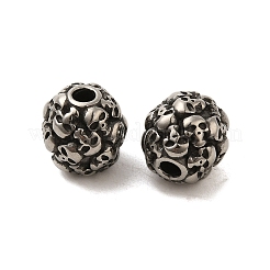 Retro Rondell Totenkopf 316 Edelstahl europäische Perlen mit großem Loch&nbsp;STAS-F072-05-01