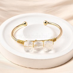 Bracelets manchettes en perles de cristal de quartz naturel pour femmes&nbsp;BJEW-Q035-01G-08