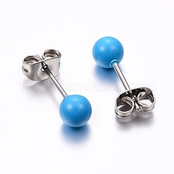 Orecchini a bottone in acciaio inossidabile 304 verniciati a spruzzo&nbsp;EJEW-H353-07-B