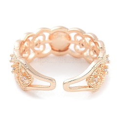 Bague ouverte en laiton plaquée cœur avec micro pavé de zircones cubiques&nbsp;KK-Z071-26KCG