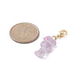 Anhängerdekorationen aus Emaille-Herz und natürlichen Amethyst-Chip-Perlen&nbsp;HJEW-JM00986-01