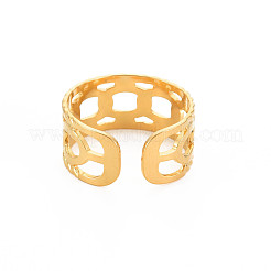 Anillo de puño abierto con forma de cadena de eslabones de acero inoxidable 304 con revestimiento iónico (IP) para mujer&nbsp;RJEW-S405-150G