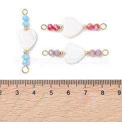 9 pz. 9 colori di perline di vetro placcate e conchiglia d'acqua dolce naturale con connettore&nbsp;PALLOY-TA00395