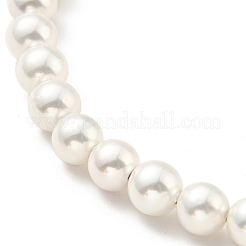 Schiebearmband aus Muschelperlen mit Schlangenkette aus Messing&nbsp;BJEW-B066-01B-01