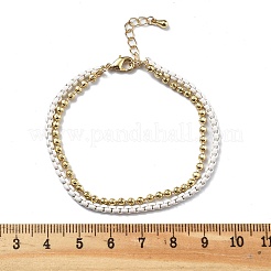 Doppelreihige Armbänder aus Messingperlen&nbsp;BJEW-U027-02G